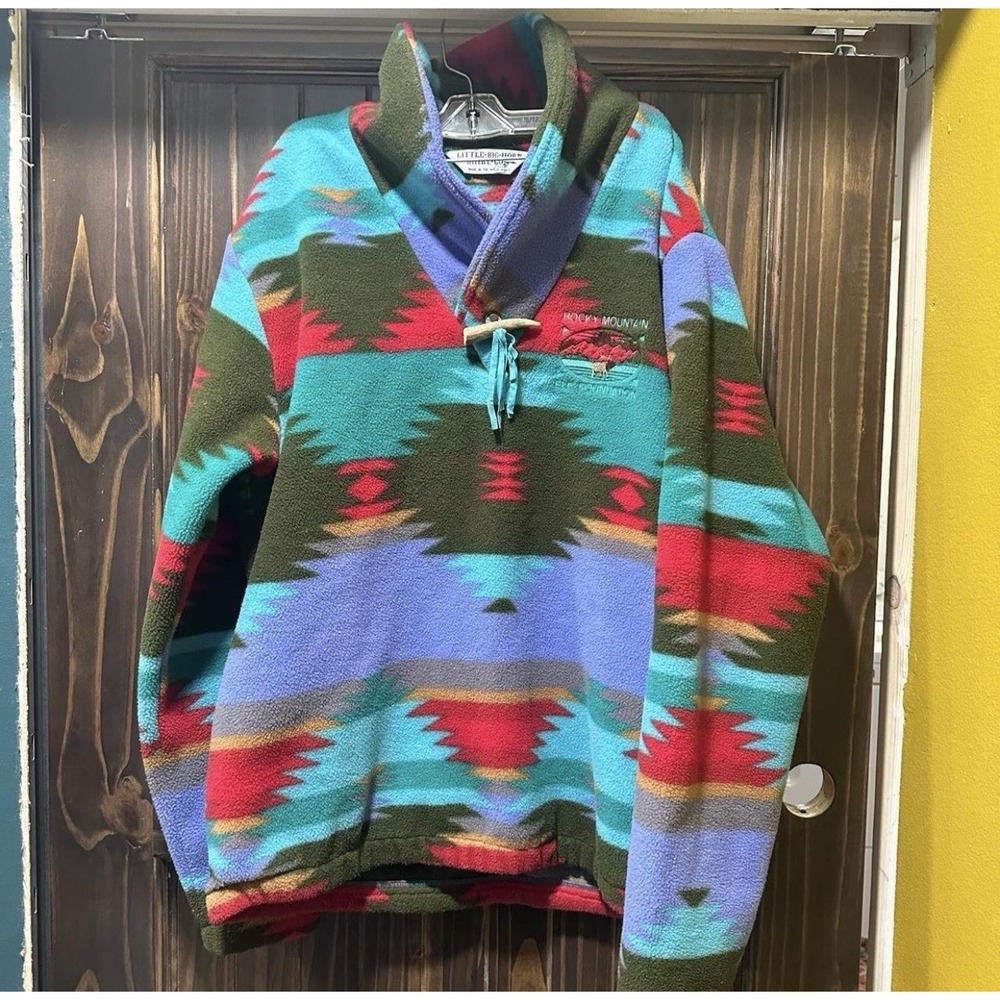 Vintage Little Big Horn Shirt Company Aztec Pullover Rocky Mtn Elk Foundation Md